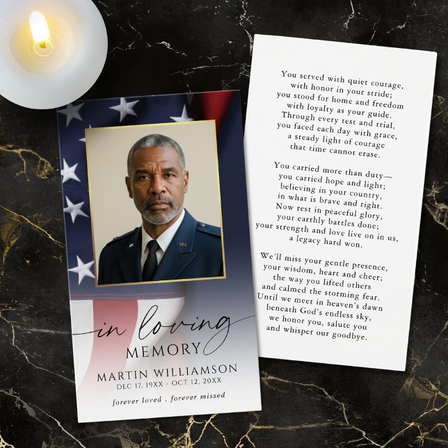 USA Flag Military Sympathy Photo Prayer Card (Von Creator hochgeladen)