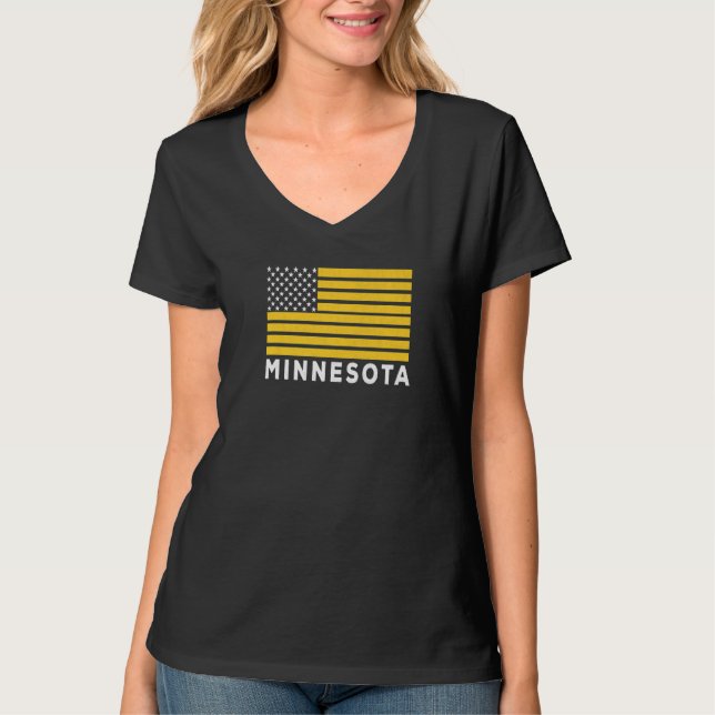 USA Flag Minnesota Purple & Yellow Minnesota Ameri T-Shirt (Vorderseite)