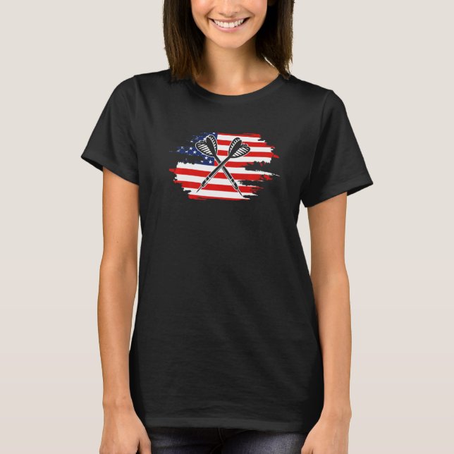 USA Flag mit Dartplayer Women Men T-Shirt (Vorderseite)