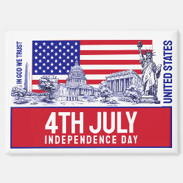 USA Flag Monument Illustration Souvenir Magnet