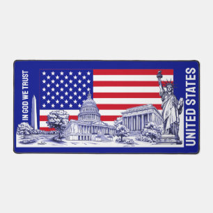 USA Flag Monument Illustration Souvenir Schreibtischunterlage