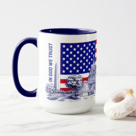USA Flag Monument Illustration Souvenir Tasse