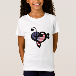 USA Flag Music Heart - American Pride Musician T-Shirt