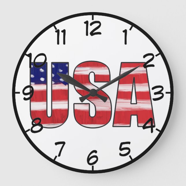 USA Flag Nummer Große Wanduhr (Vorderseite)