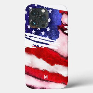*~* USA Flag Old Glory Patriot Monogram iPhone 13 Pro Hülle