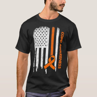 USA Flag Orange Ribbon COPD Bewusstsein T-Shirt