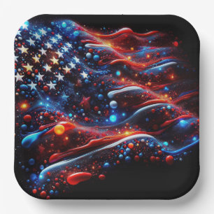 USA Flag Paint Spritzer 4. Juli Pappteller