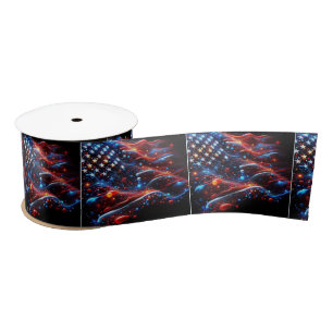 USA Flag Paint Spritzer Satinband