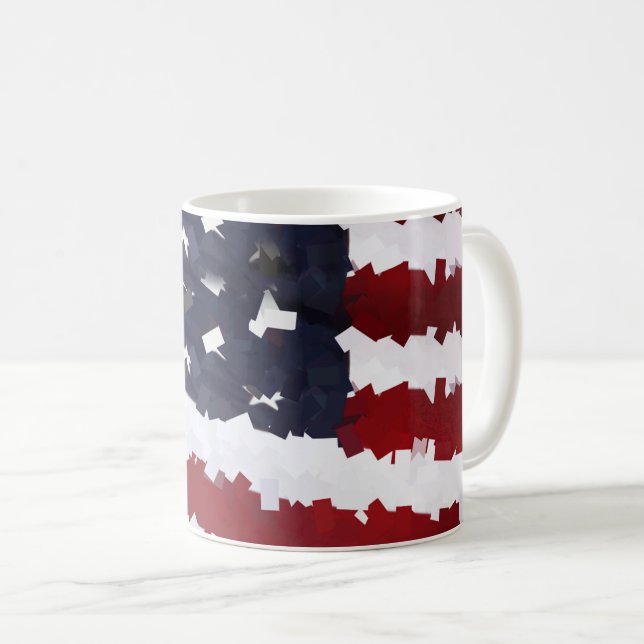 USA Flag Paper Mache-Look  Kaffeetasse (VorderseiteRechts)