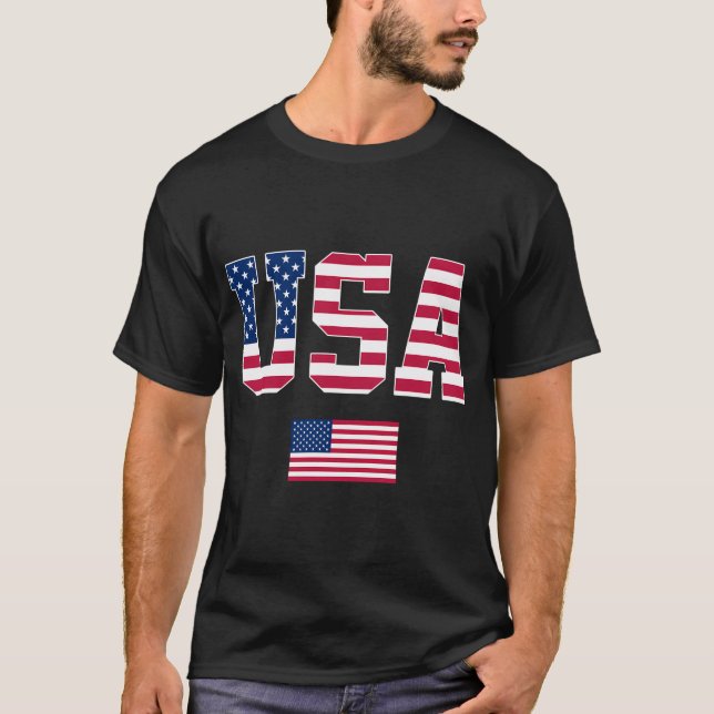 USA Flag Patriotic 4. Juli Amerika T-Shirt (Vorderseite)