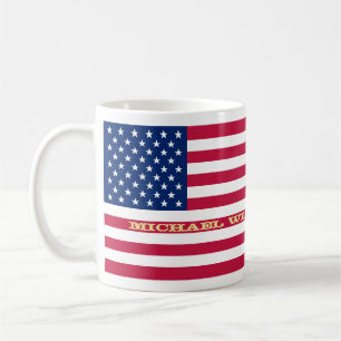 USA Flag Patriotic America Individuelle Name Monog Kaffeetasse
