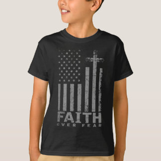 USA Flag Patriotic American Gift Faith Over Angst  T-Shirt