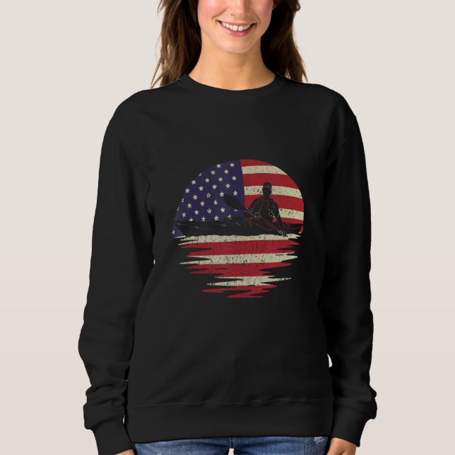 USA Flag Patriotic American Kayaking Kayaker Canoe Sweatshirt (Vorderseite)