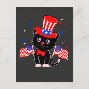 USA Flag Patriotic Black Cat Postkarte
