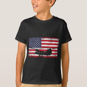 USA Flag Patriotic CH-47 Chinook Helicopter Army D T-Shirt