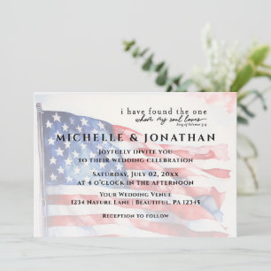 USA Flag Patriotic Christlich Bible Verse Wedding Einladung
