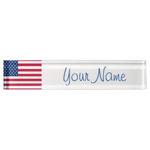 USA Flag Patriotic Custom Desk Name Plate Office Namensplakette