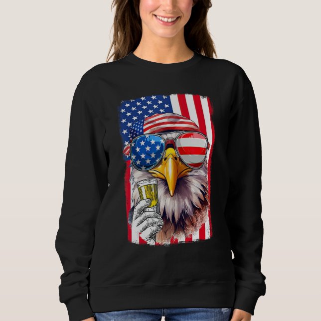 USA Flag Patriotic Eagle Sunglasses 4th Of July Be Sweatshirt (Vorderseite)