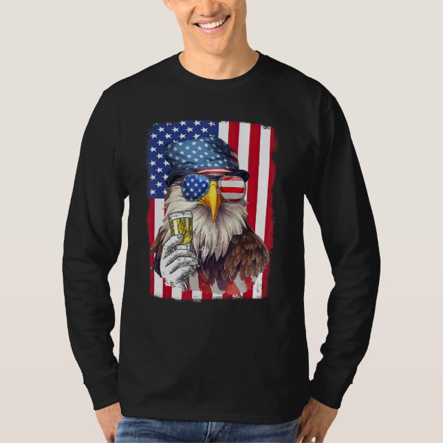USA Flag Patriotic Eagle Sunglasses 4th Of July Be T-Shirt (Vorderseite)