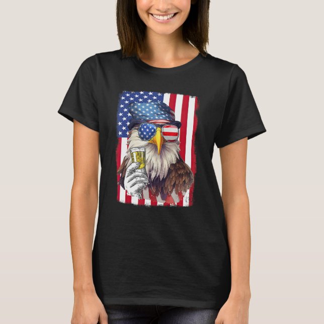 USA Flag Patriotic Eagle Sunglasses 4th Of July Be T-Shirt (Vorderseite)