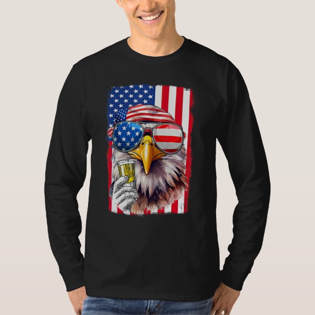 USA Flag Patriotic Eagle Sunglasses 4th Of July Be T-Shirt (Vorderseite)