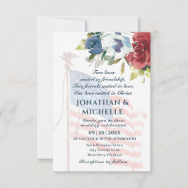 USA Flag Patriotic Floral Christlich Wedding Einladung