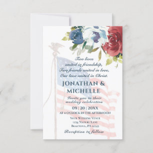 USA Flag Patriotic Floral Christlich Wedding Einladung