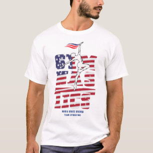 USA Flag Patriotic Gymnast Team Support Gymnastik T-Shirt