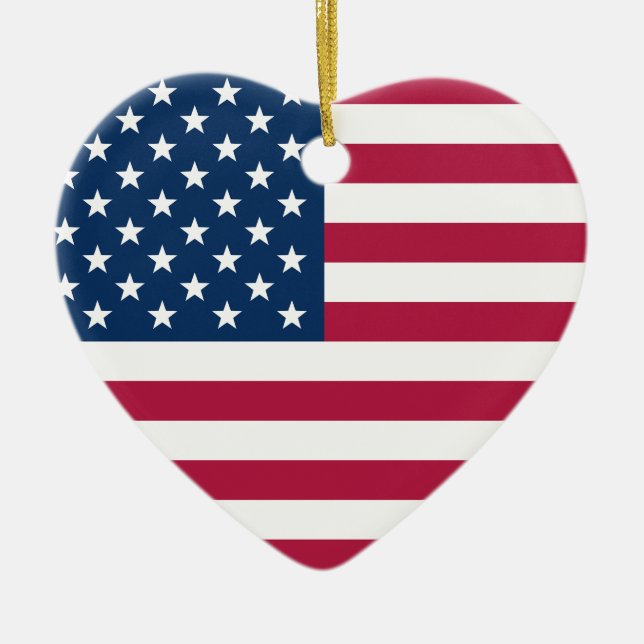 USA Flag Patriotic Heart Keramik Ornament (Vorne)