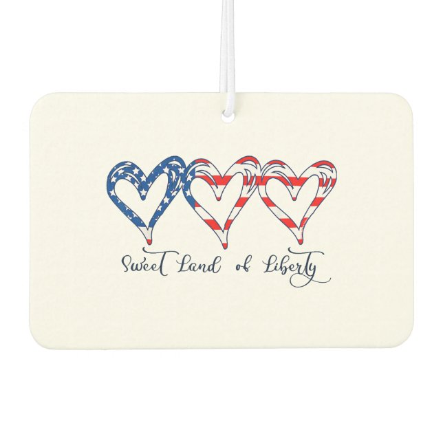 USA Flag Patriotic Hearts 4. Juli Sweet Land o Autolufterfrischer (Vorderseite)