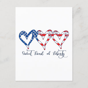 USA Flag Patriotic Hearts 4. Juli Sweet Land o Begleitkarte