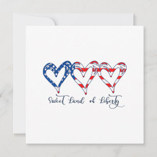 USA Flag Patriotic Hearts 4. Juli Sweet Land o Dankeskarte