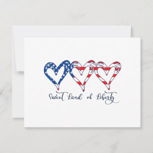 USA Flag Patriotic Hearts 4. Juli Sweet Land o Feiertagskarte