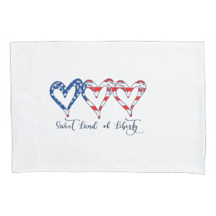 USA Flag Patriotic Hearts 4. Juli Sweet Land o Kissenbezug