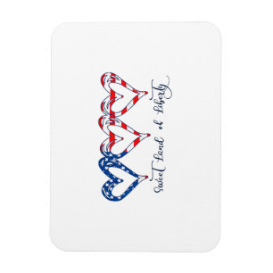 USA Flag Patriotic Hearts 4. Juli Sweet Land o Magnet