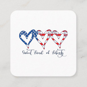 USA Flag Patriotic Hearts 4. Juli Sweet Land o Quadratische Visitenkarte