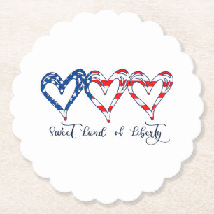 USA Flag Patriotic Hearts 4. Juli Sweet Land o Untersetzer