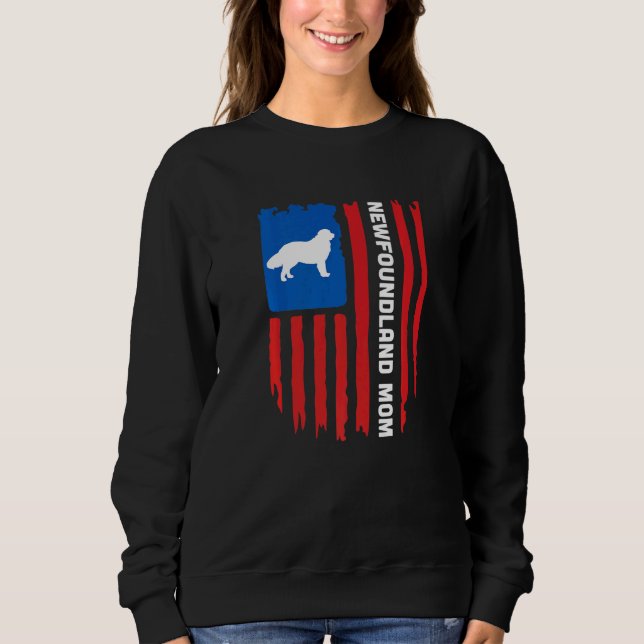 USA flag Patriotic Newfoundland Mom Sweatshirt (Vorderseite)