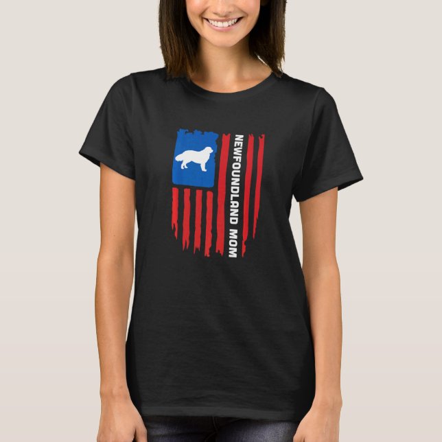USA flag Patriotic Newfoundland Mom T-Shirt (Vorderseite)