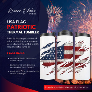 USA Flag Patriotic Thermal Tumbler Thermosbecher