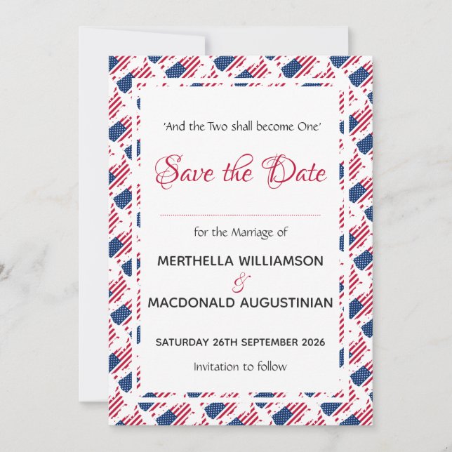 USA FLAG PATRIOTIC Wedding Custom Christlich Save The Date (Vorderseite)