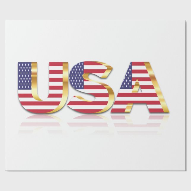 USA Flag Patriotic Wrapping Paper Geschenkpapier (Flach)