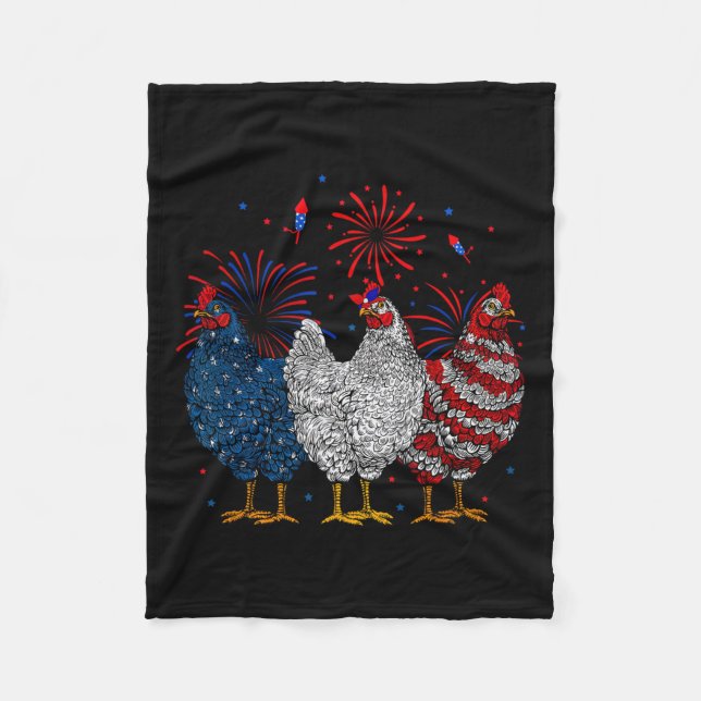 USA Flag Patriotisches Hühnchen Lover 4. Juli 1 Fleecedecke (Vorderseite)