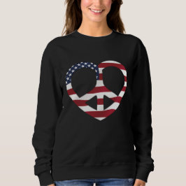 USA Flag Peace Heart Sweatshirt