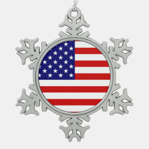 USA Flag Pewter Ornament
