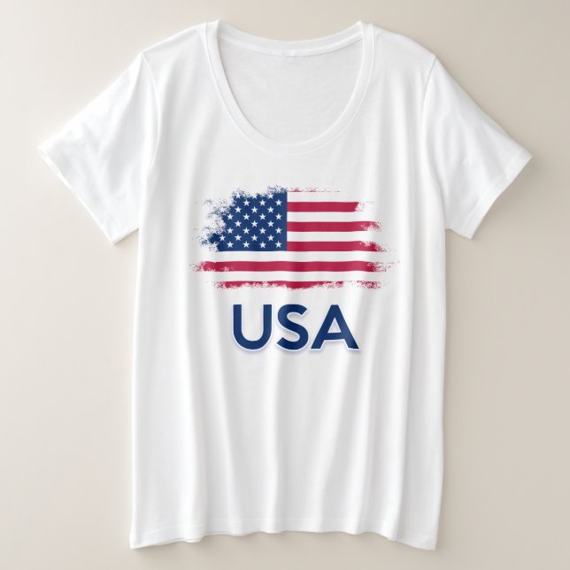 USA Flag Plus Größe Große Größe T-Shirt (Design vorne)