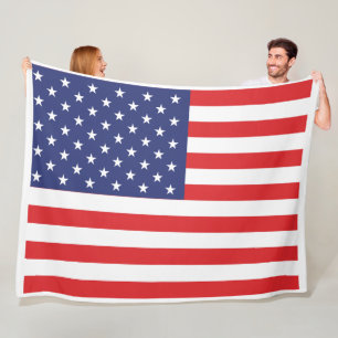 USA Flag Print Patriotic Fleece Blanket
