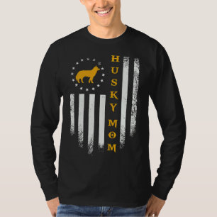 Usa Flag Proud Siberian Husky Hund Mama T-Shirt