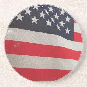 USA Flag Red White and Blue Sandstein Untersetzer