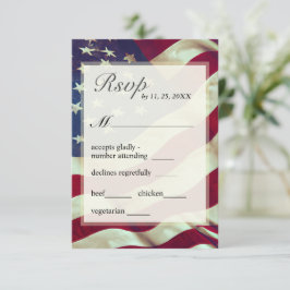 USA Flag Red White Blue American Patriotic Wedding RSVP Karte